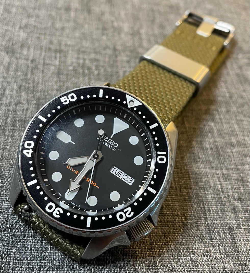 Thumbnail: Premium Nylon Sports Strap / Khaki Green / Steel Hardware Set