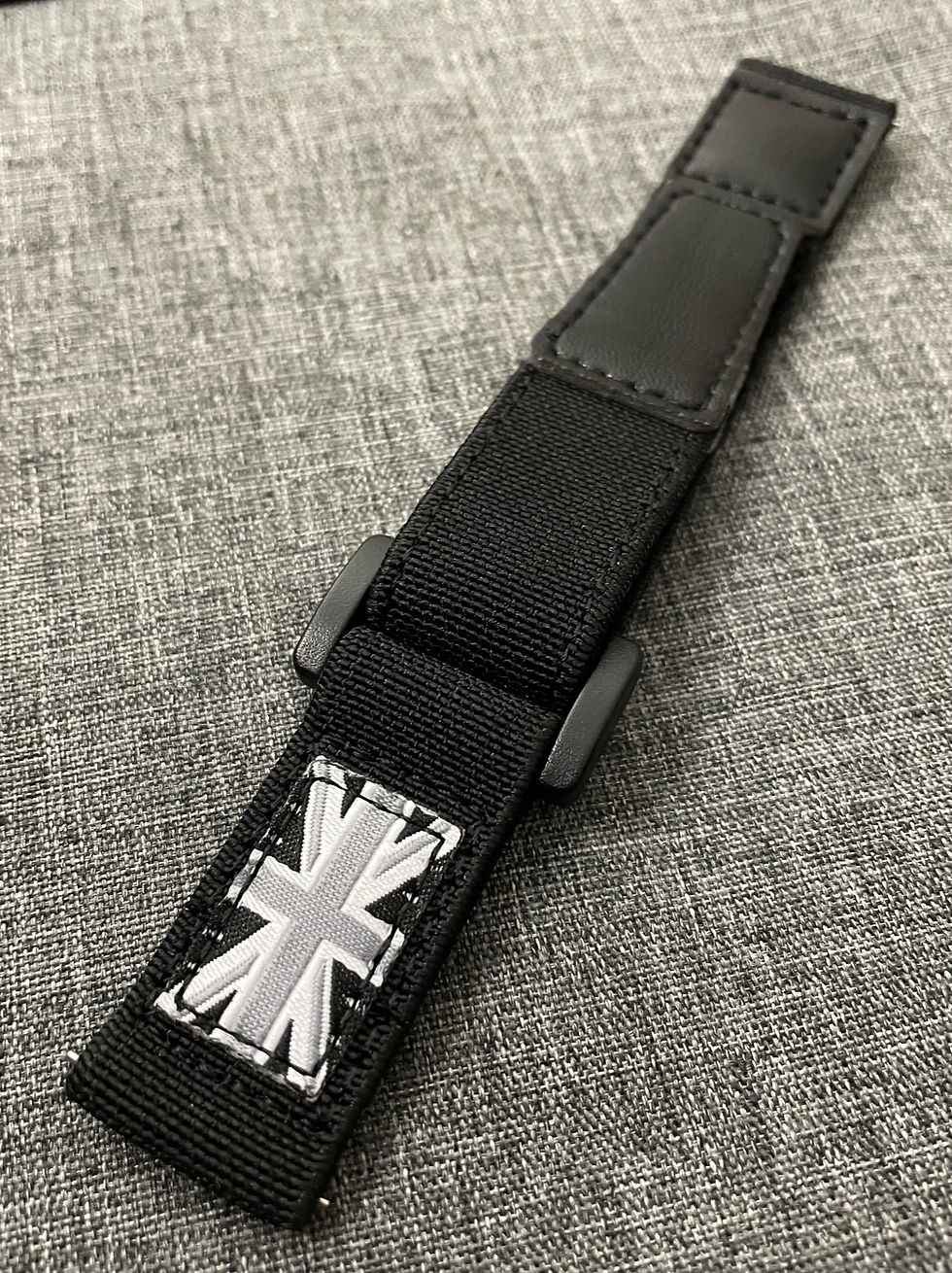 Thumbnail: Exclusive Nylon Leather Hook Loop Sports Strap / UK Matte Black