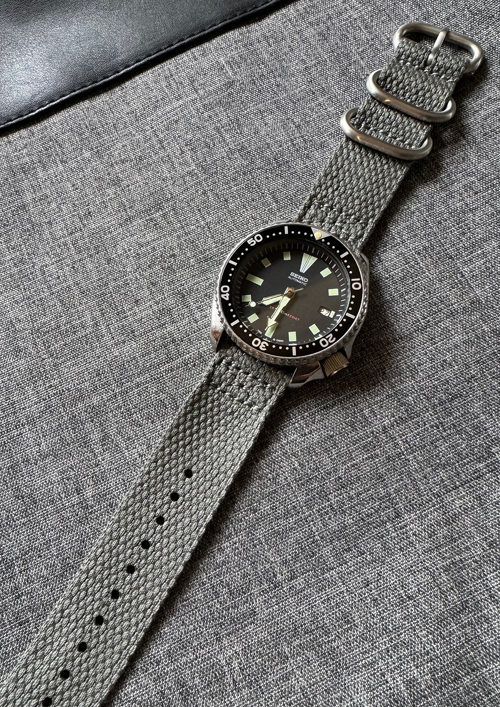Thumbnail: Premium Hemp Cotton Blend / 2 Piece Watch Strap / Grey / Stainless Stee