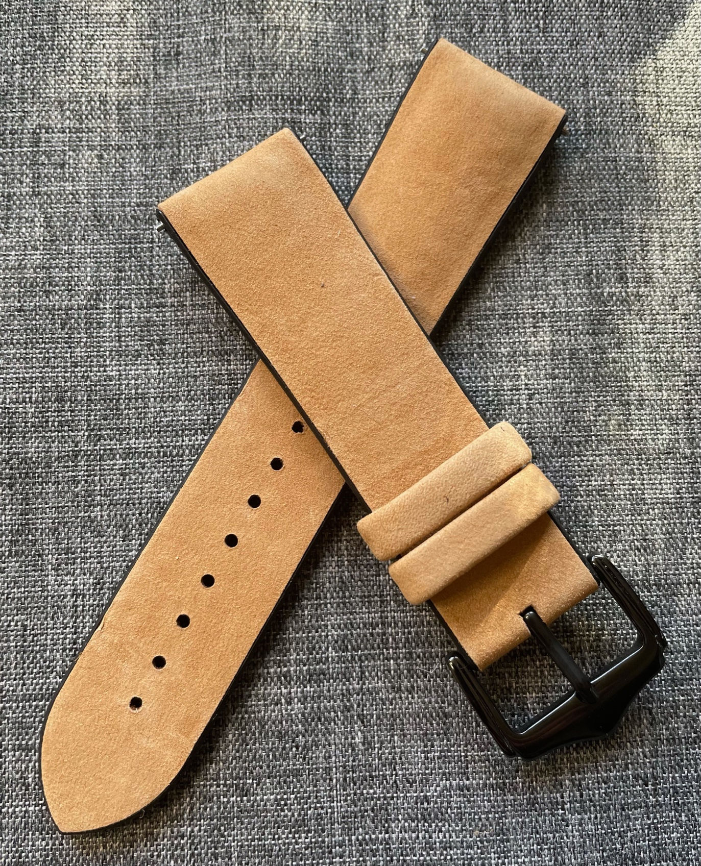 Suede Leather Soft Silicone Watch Strap / Camel