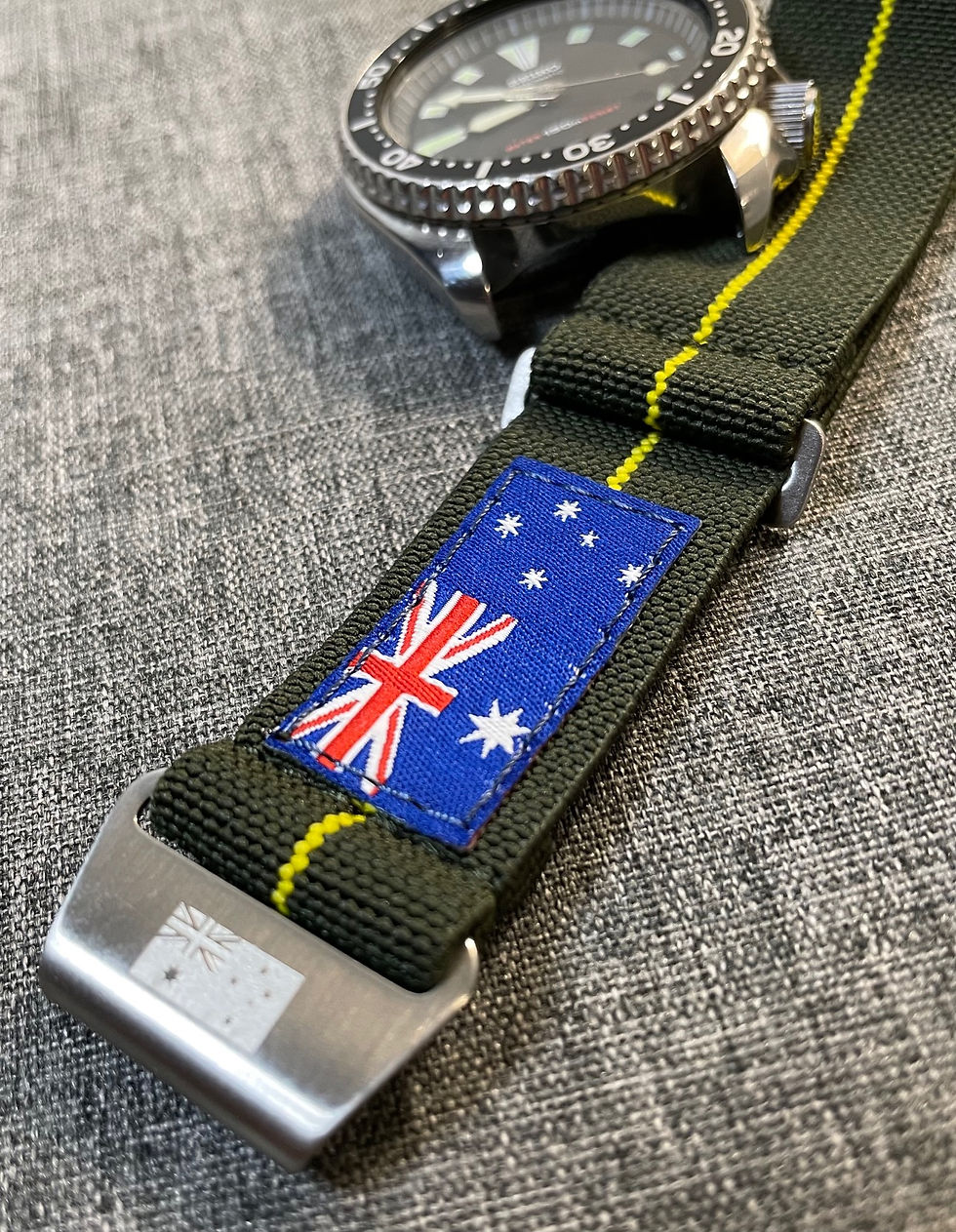 Thumbnail: AUSTRALIAN Patriotic Marine Nationale Military Strap / Green Yellow Full Colour