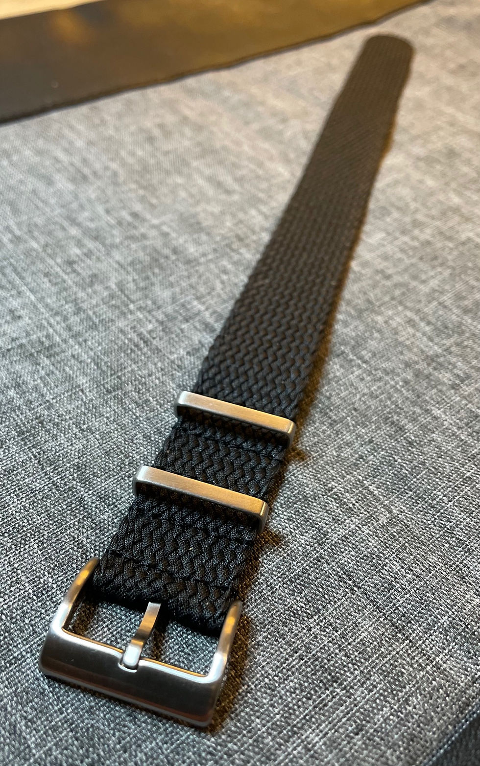 Thumbnail: Single Pass Perlon / Quality Watch Strap / Black / Stainless Steel