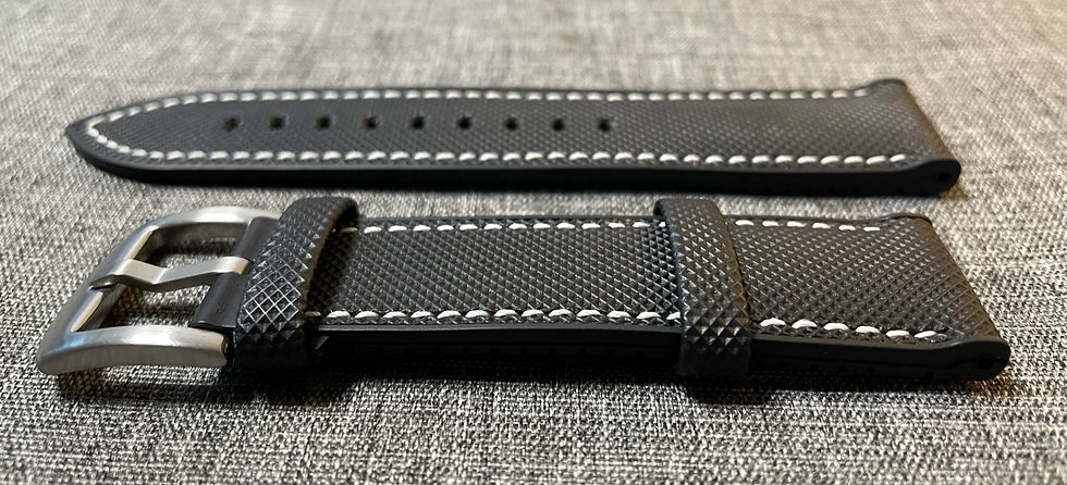 Thumbnail: Sailcloth FKM Rubber Sports Watch Strap / Black + White Stitching