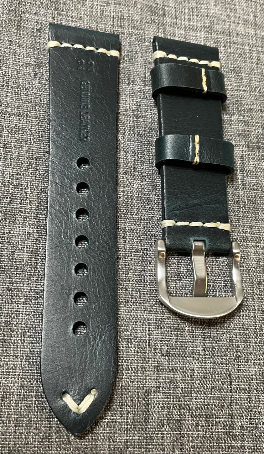 Thumbnail: Italian Leather - soft vegetable tanned leather watch strap – Blue