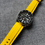 Thumbnail: Premium FKM Rubber Sports Watch Strap Matte Yellow Racing Design