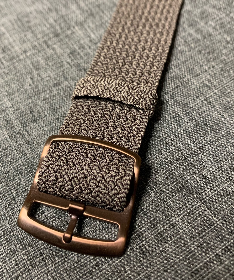 Thumbnail: Premium Single Pass Tudor Perlon Watch Strap - Grey Black Weave
