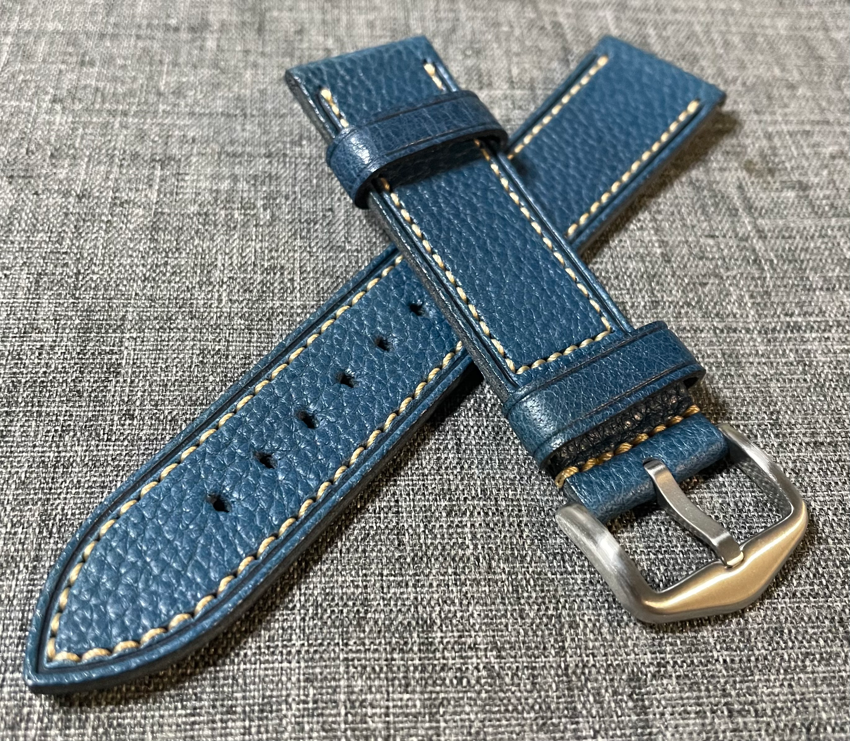 Italian Leather – Premium Vintage leather watch strap - Bright Blue