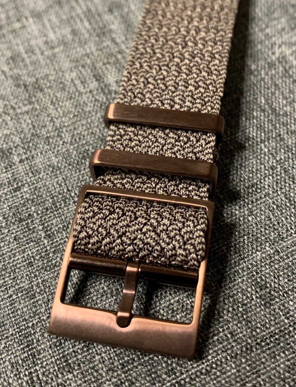 Thumbnail: Premium Single Pass Perlon Watch Strap - Grey Black Weave