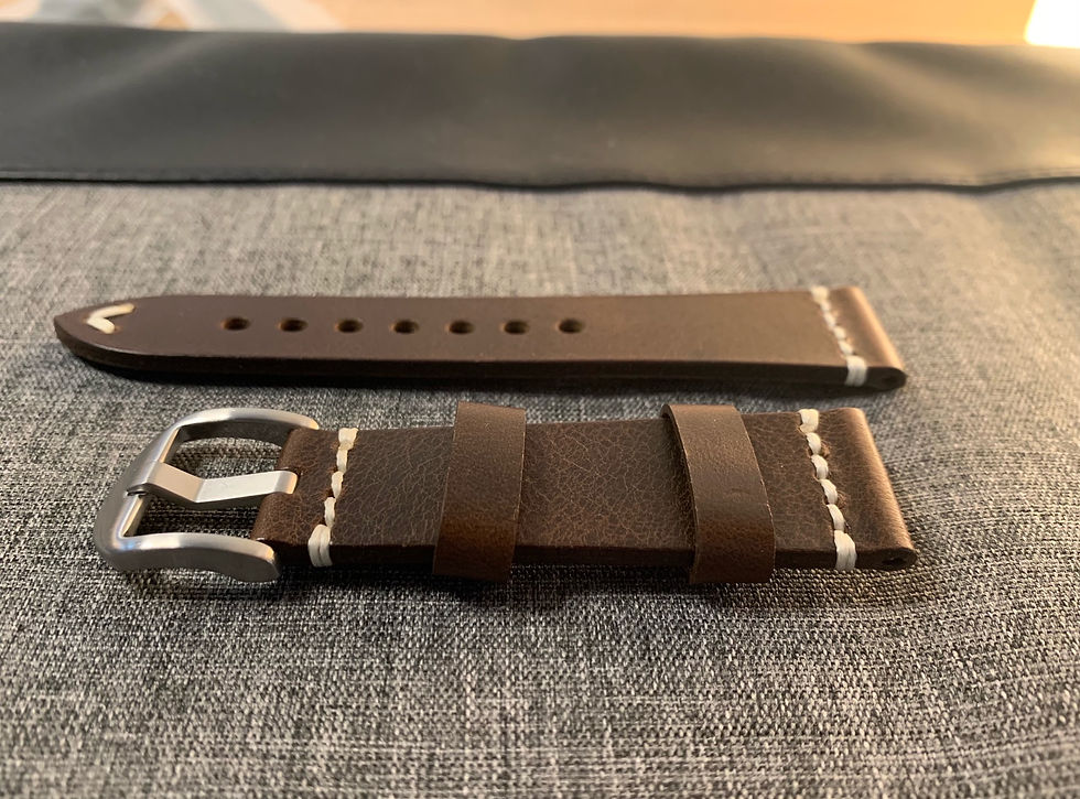 Thumbnail: Italian Leather - soft tanned leather stitched watch strap –Brown