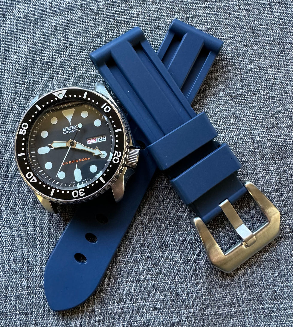 Thumbnail: Premium FKM Rubber Sports Watch Strap Matte Navy Blue Hinge Design