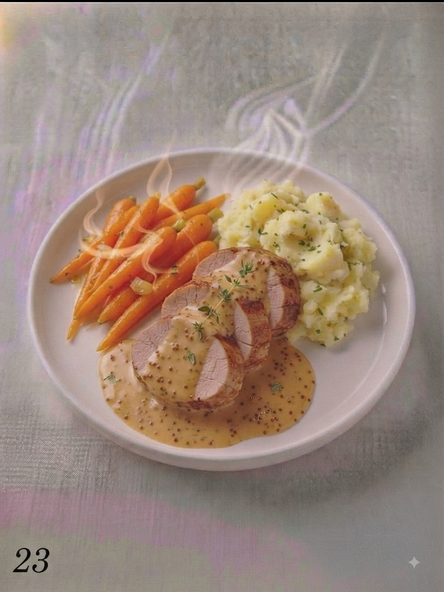 23/09 : Filet mignon à la moutarde - Carottes et purée