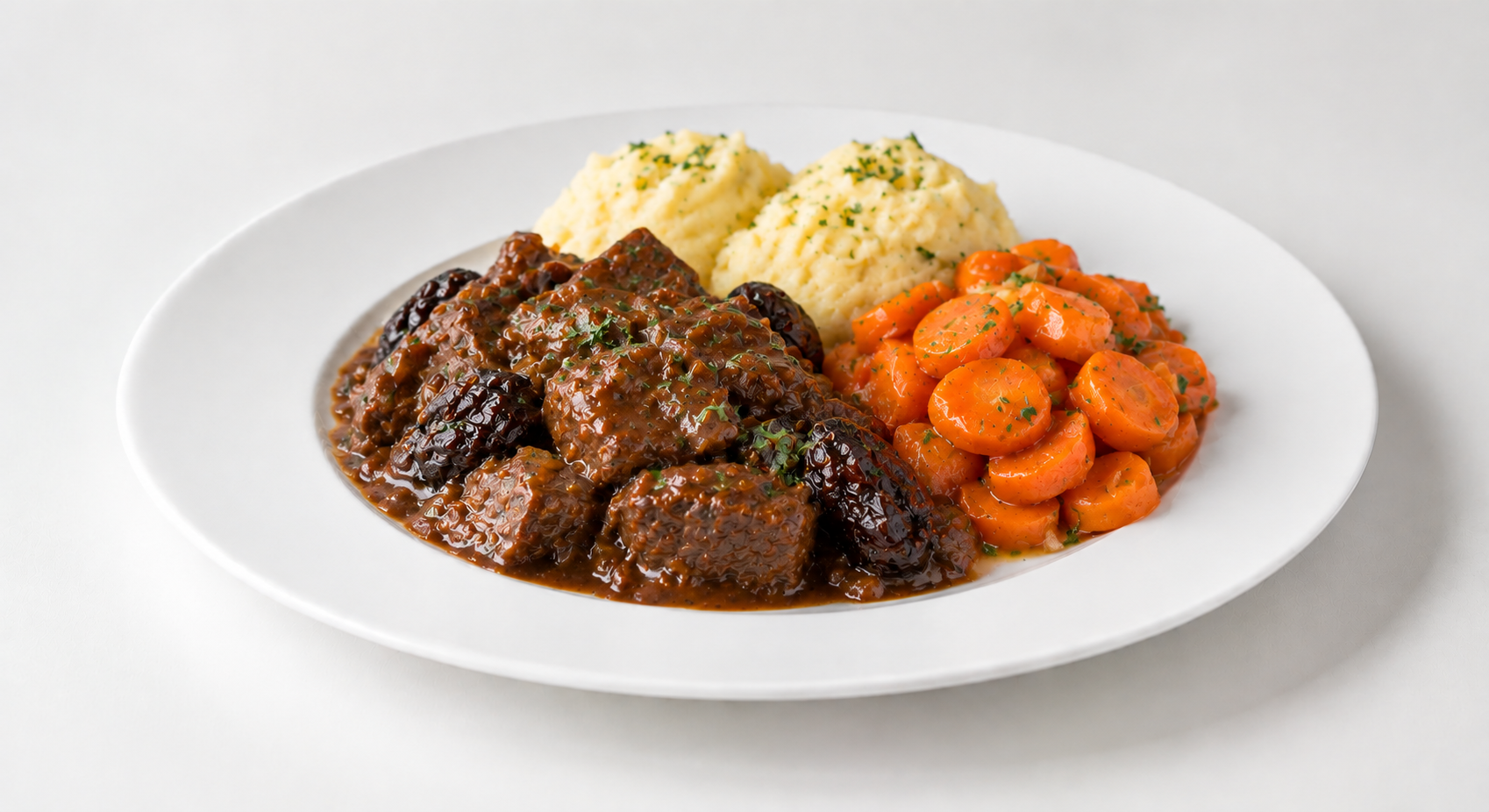 22/11 : Carbonade aux pruneaux - Carottes Vichy, purée