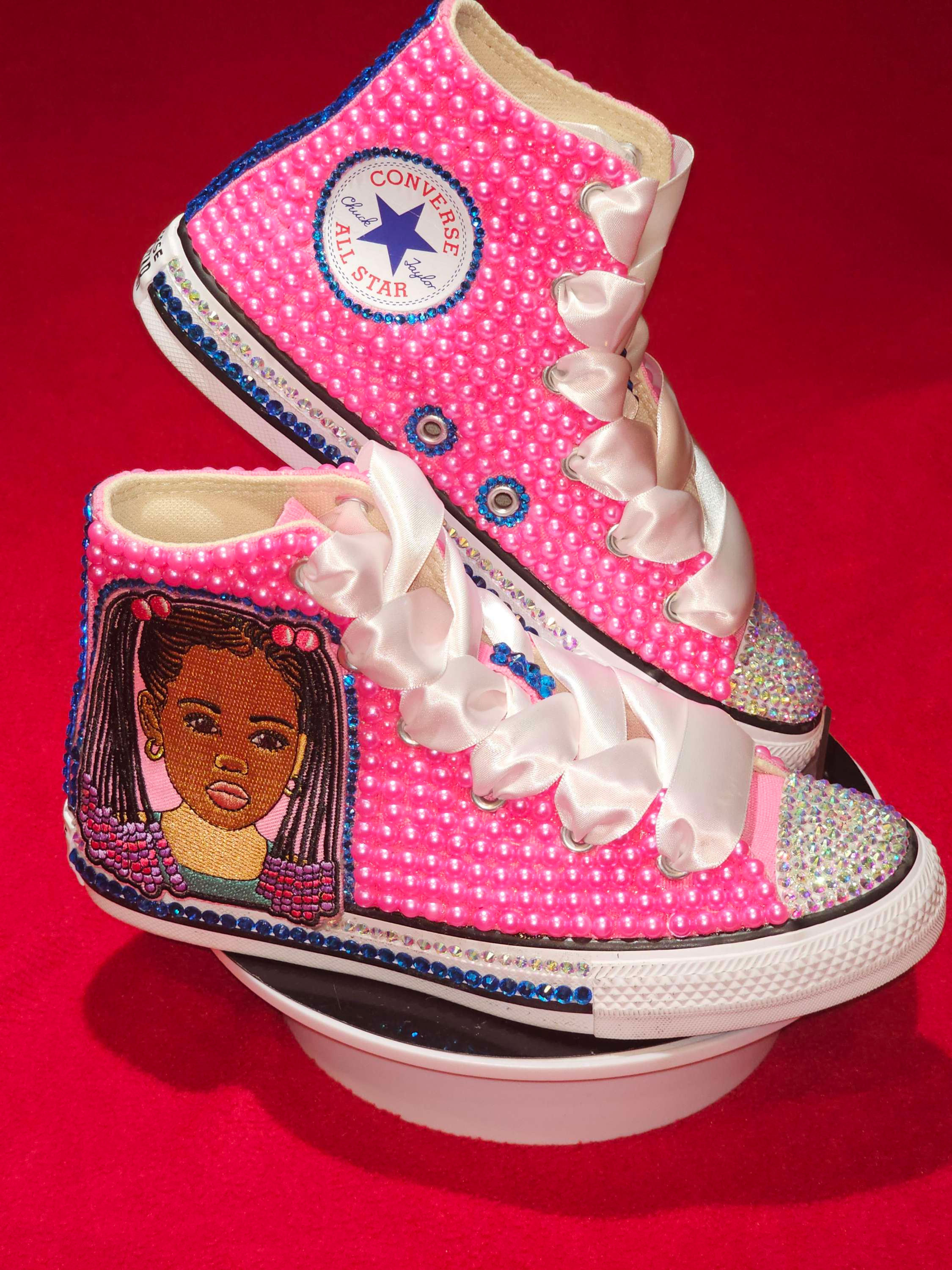 Lil Girls Pink  Pearl Converse