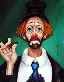 clown smoking a cigarette painting Original Sad Reading Newspaper Oil By Palencia Clown Smoking Art - Etsy