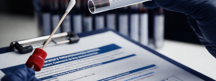 dna swab specimen collection with test tube and lab form