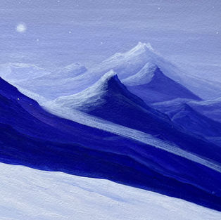 Dev Chandra painting in the Himalayas, capturing mountain landscapes and the interplay of light, color.