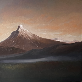 Dev Chandra painting in the Himalayas, capturing mountain landscapes and the interplay of light, color.