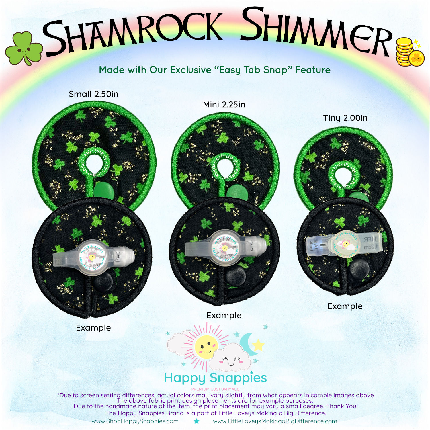 Shamrock Shimmer Print Round Premium Tubie GTube Pad Covers
