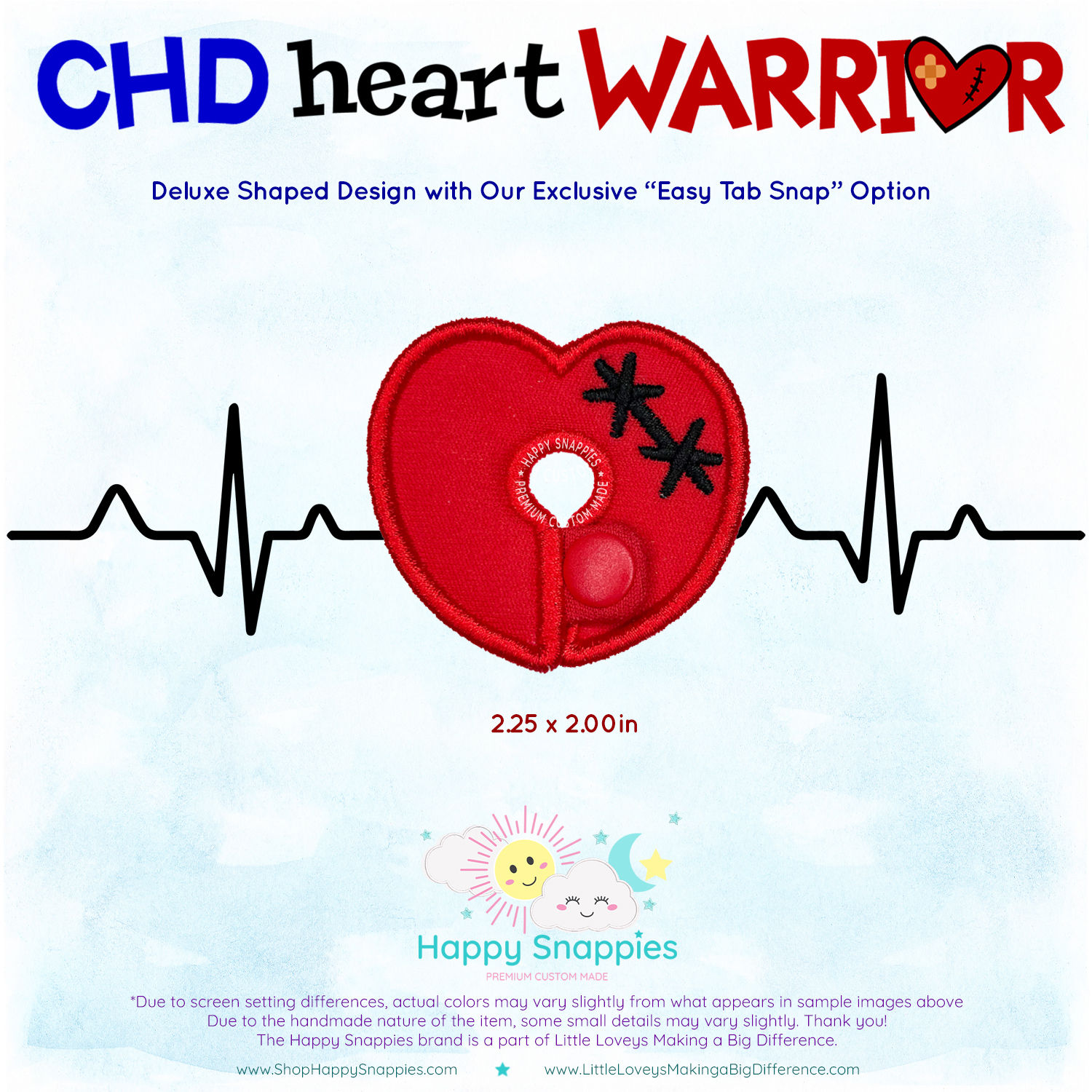 CHD Heart with Sutures Stitches Deluxe Shape Tubie Pad Cover