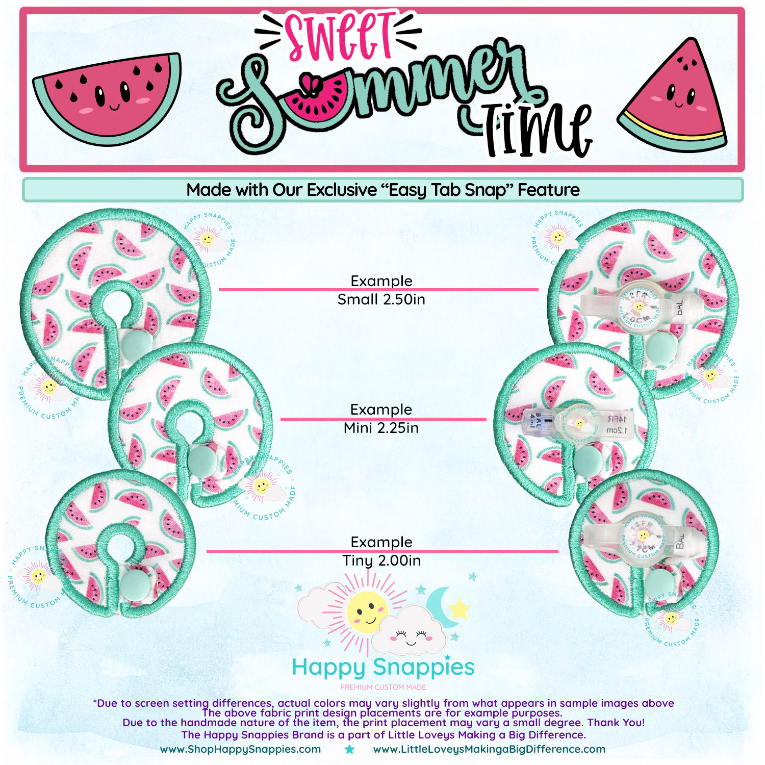 Sweet Summertime Watermelon Print Tubie Pad Covers Easy Tab Snap