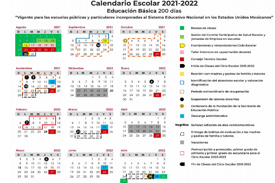 Publica SEP calendario escolar 2021-2022