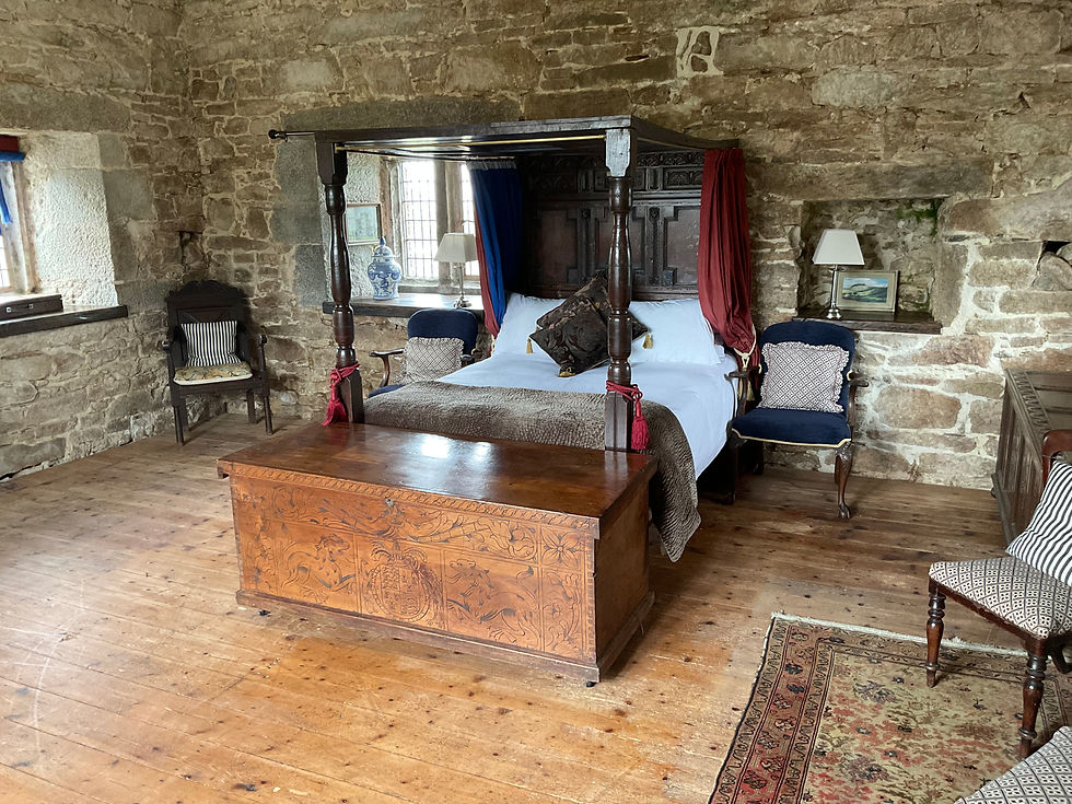 BoHo Cornwall Elopements Summer Package - bedroom at Pengersick Castle, Praa Sands, Cornwall, UK