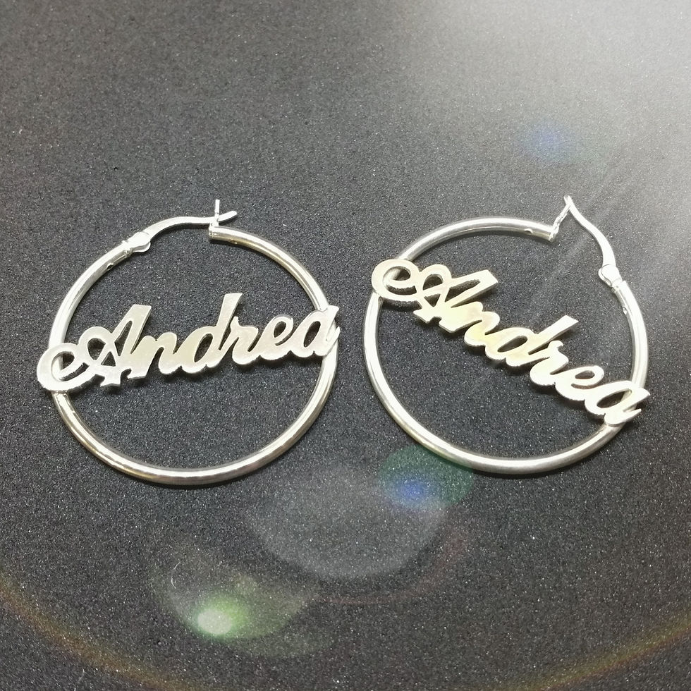 Thumbnail: Personalized Silver Hoop Name Earrings