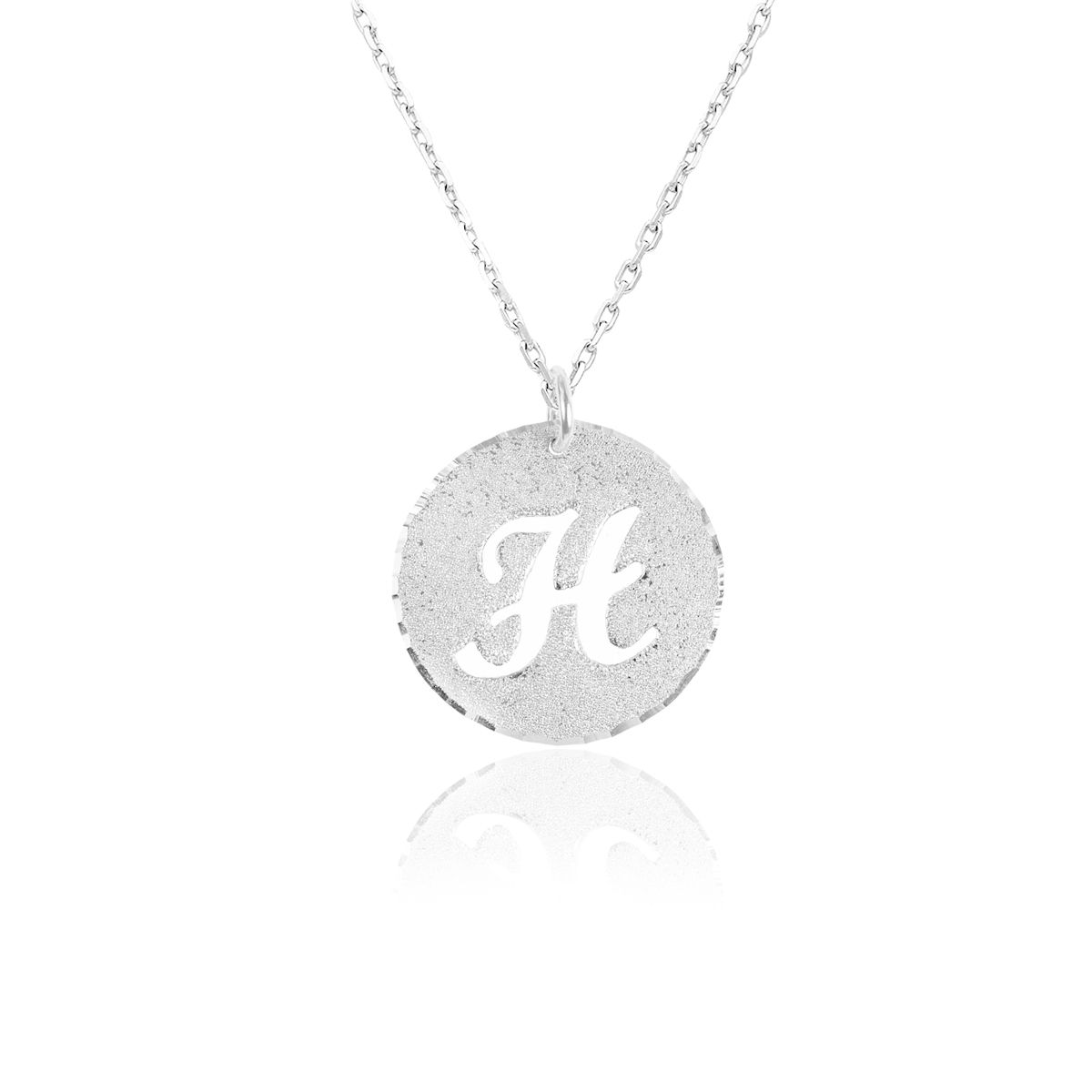 Custom Any Initial Sterling Silver Necklace Round Disk | UsaNameNecklace.com