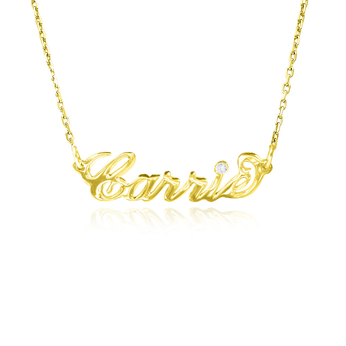 שרשרת עם שם ציפוי זהב ואבן חן בעיצוב אישי