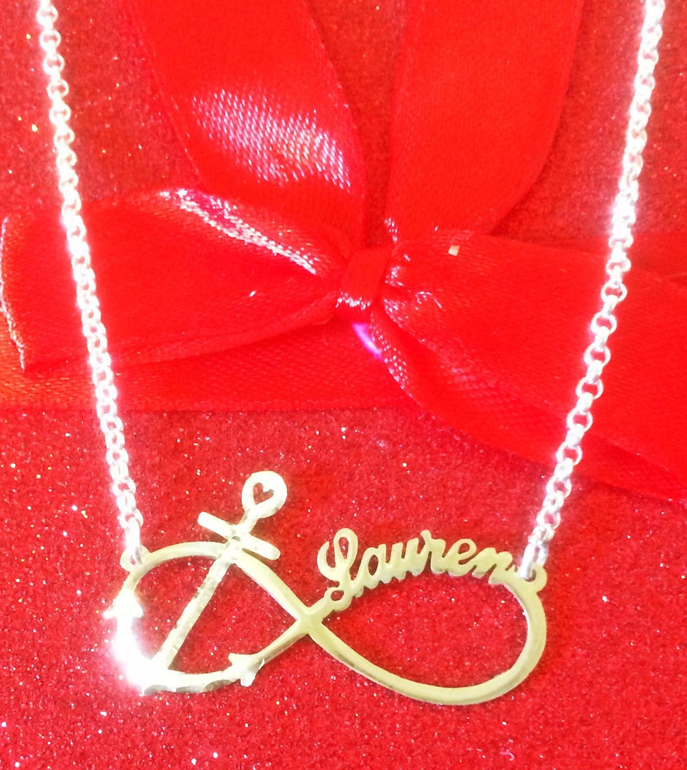 Thumbnail: Personalized Sterling Silver Infinity Anchor 2 Name Necklace