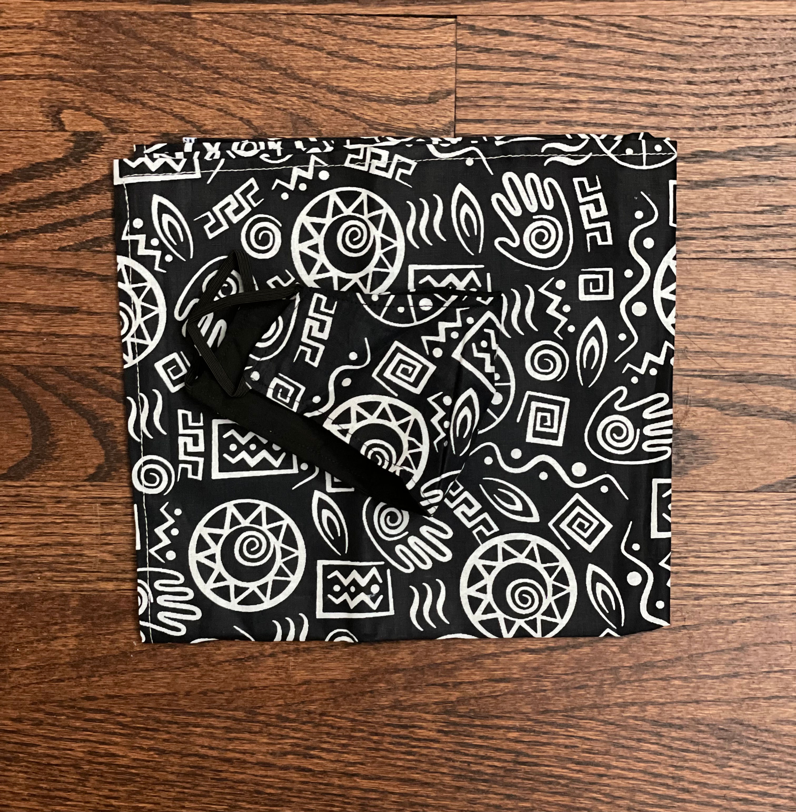 African Print Head Wrap & Mask