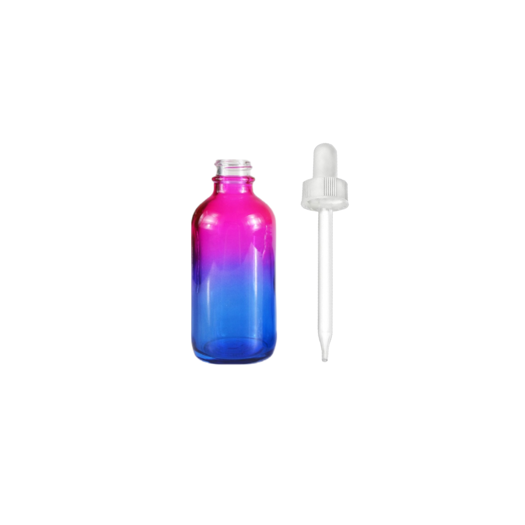 2 oz Pink and Blue Glass Bottle w/ Glass Dropper