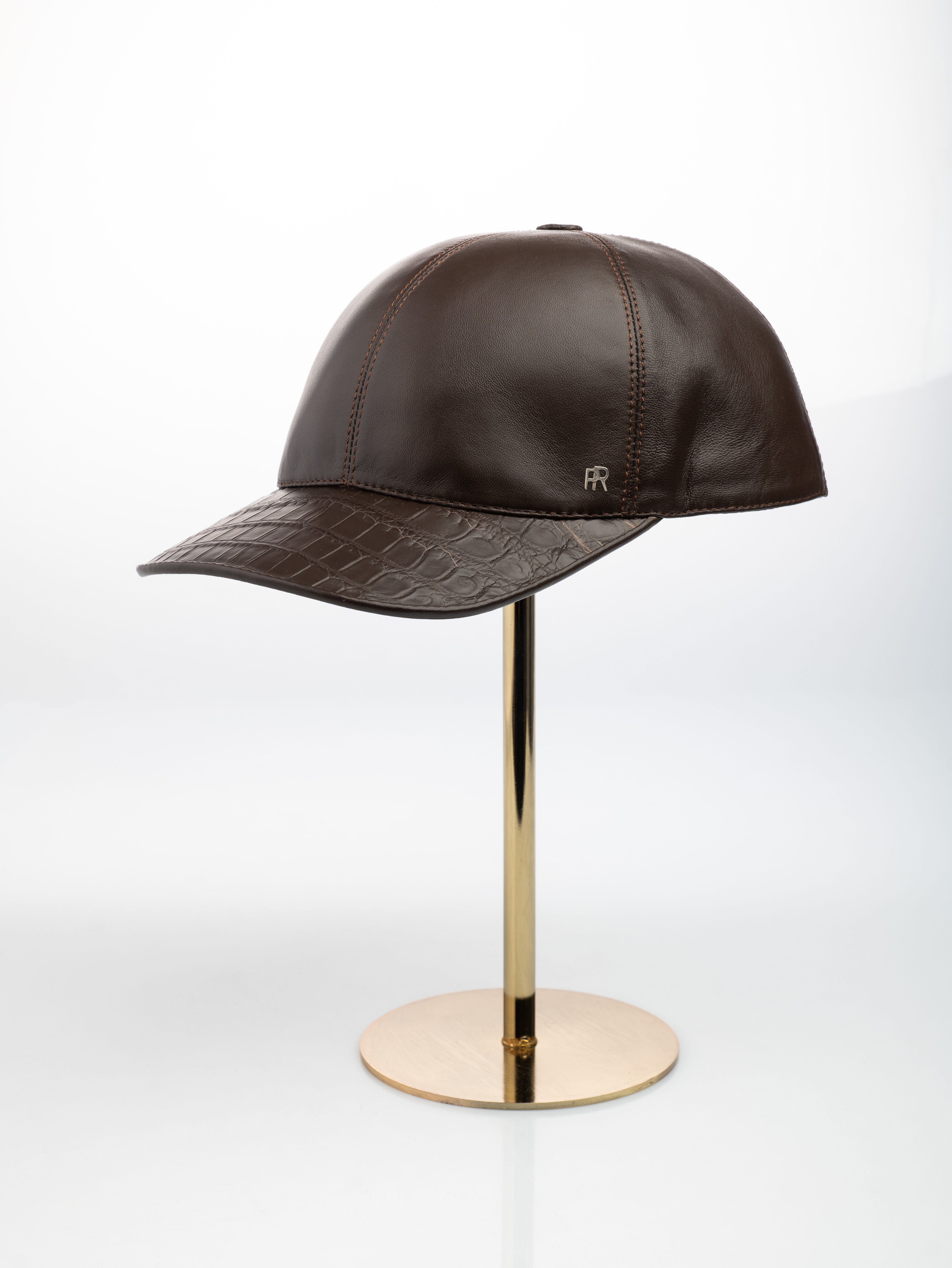 PR Baseball Cap Crocodile Visor Calfskin