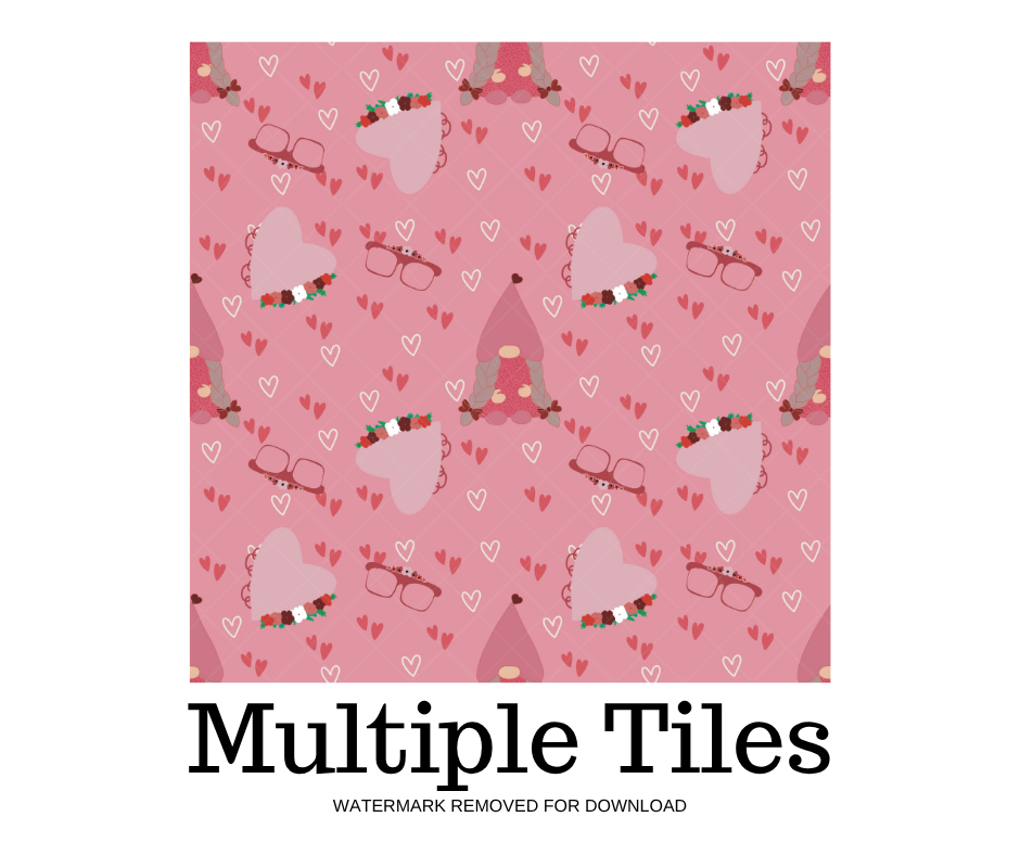 Thumbnail: Gnome Hearts Valentine's Day Seamless Pattern (PNG Digital Download)