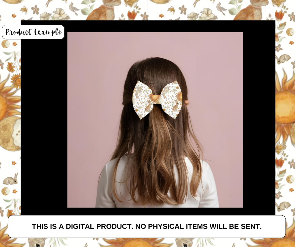 Thumbnail: Rabbits, Suns, and Moons Seamless Pattern, Neutral Colors (PNG Download)