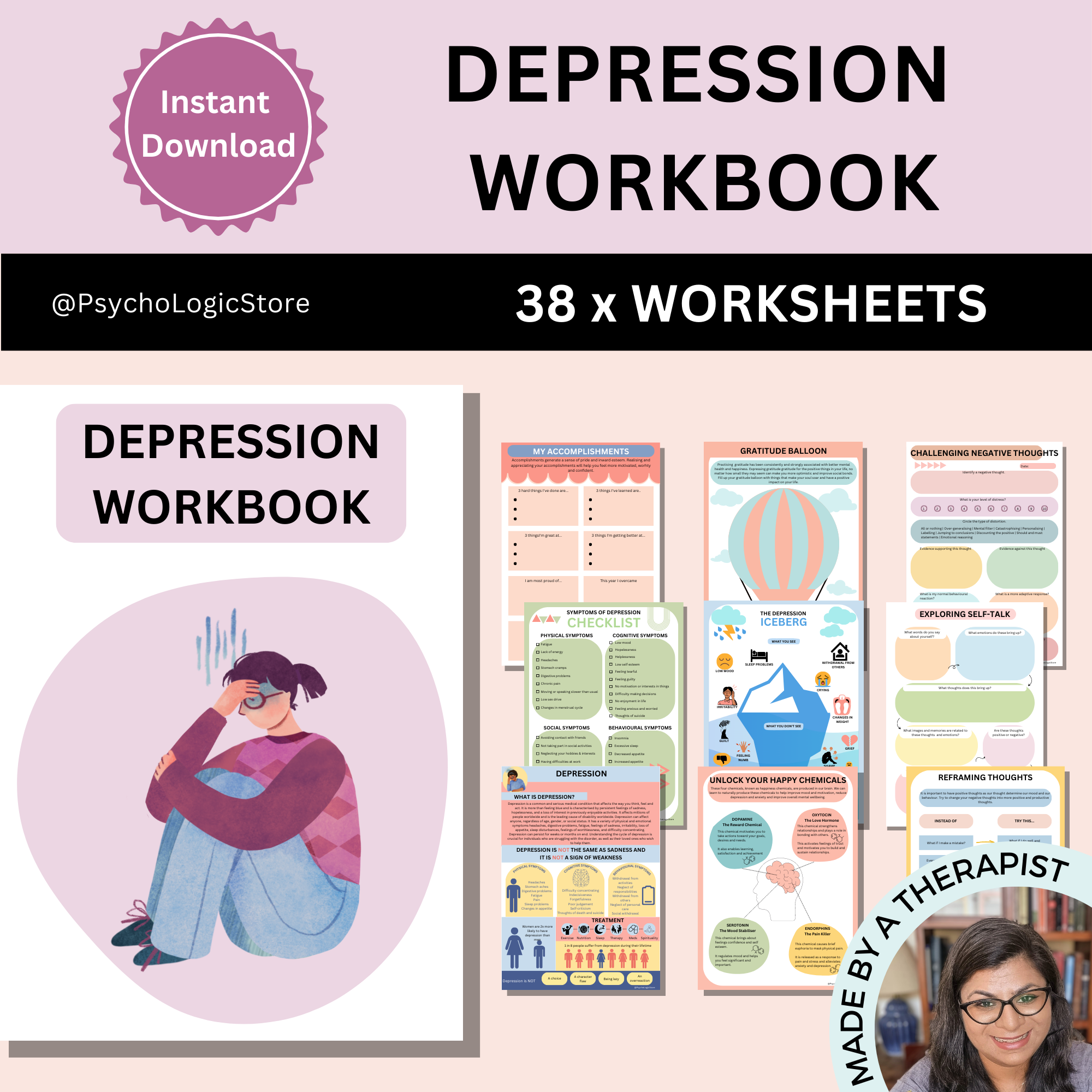 Depression worksheets, therapy worksheets, therapist tools, Self-Esteem Building