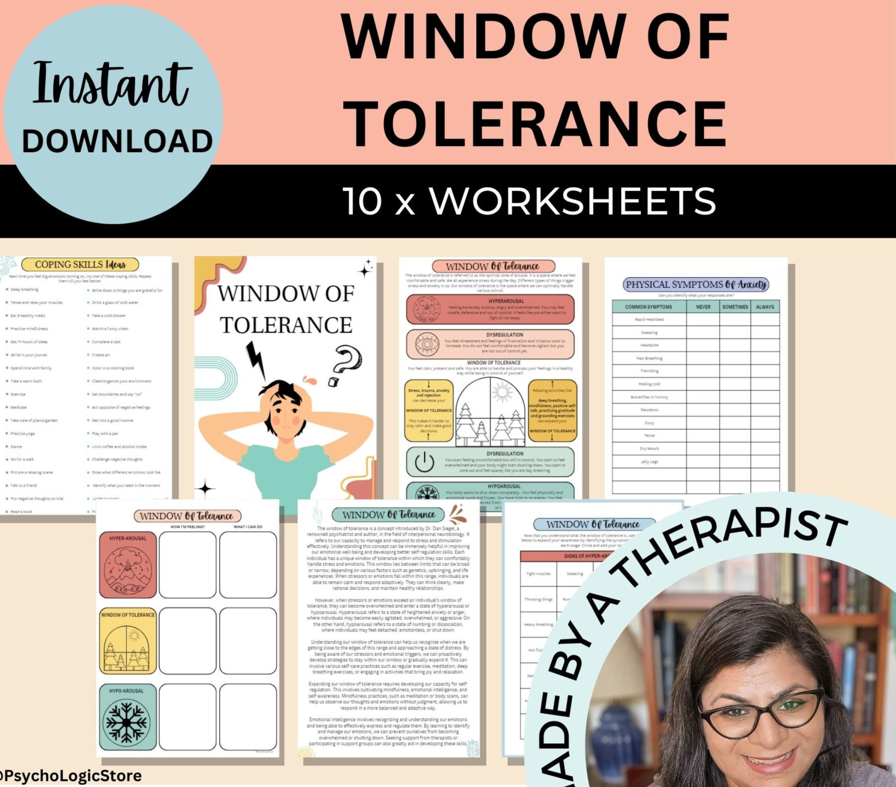 Window of tolerance, arousal states, emotional regulation, therapy resources, th