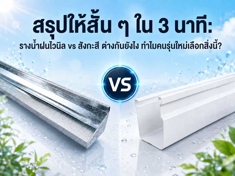 เปรียบเทียบรางน้ำฝนไวนิล vs สังกะสี ด้านวัสดุ น้ำหนัก การดูแล และดีไซน์
