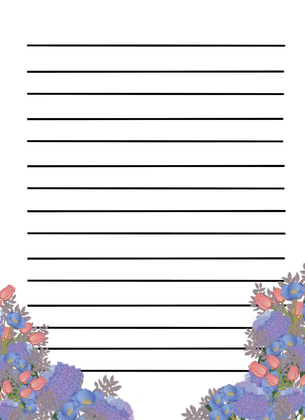 Thumbnail: Floral Stationary: Tulip, Petunia, Hydrangea