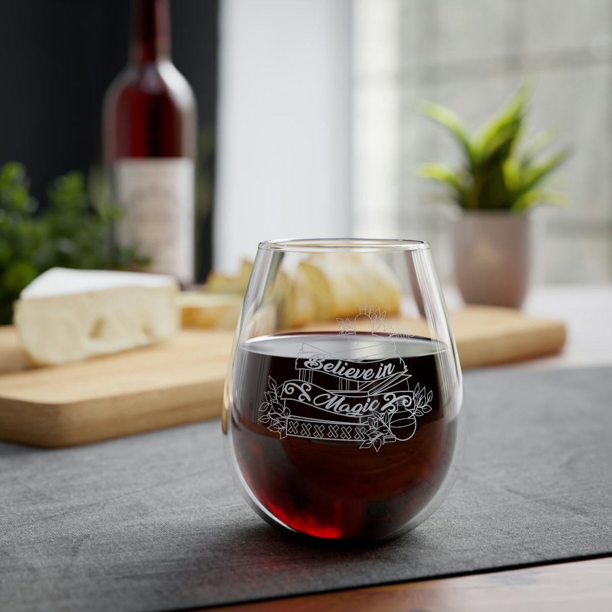 White Believe- Stemless Glass