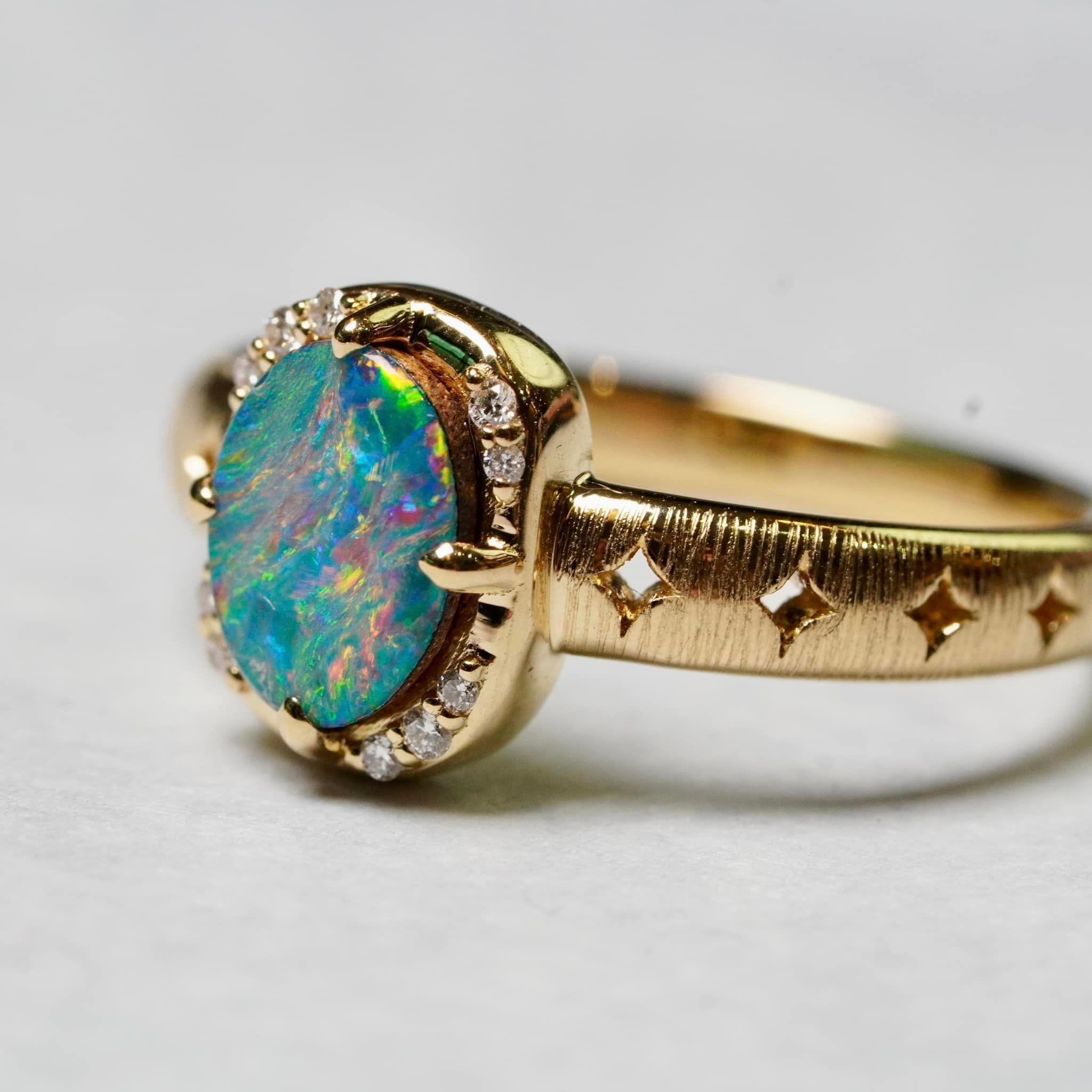 設計師單品 - 18K 厚金復古蛋白石戒指