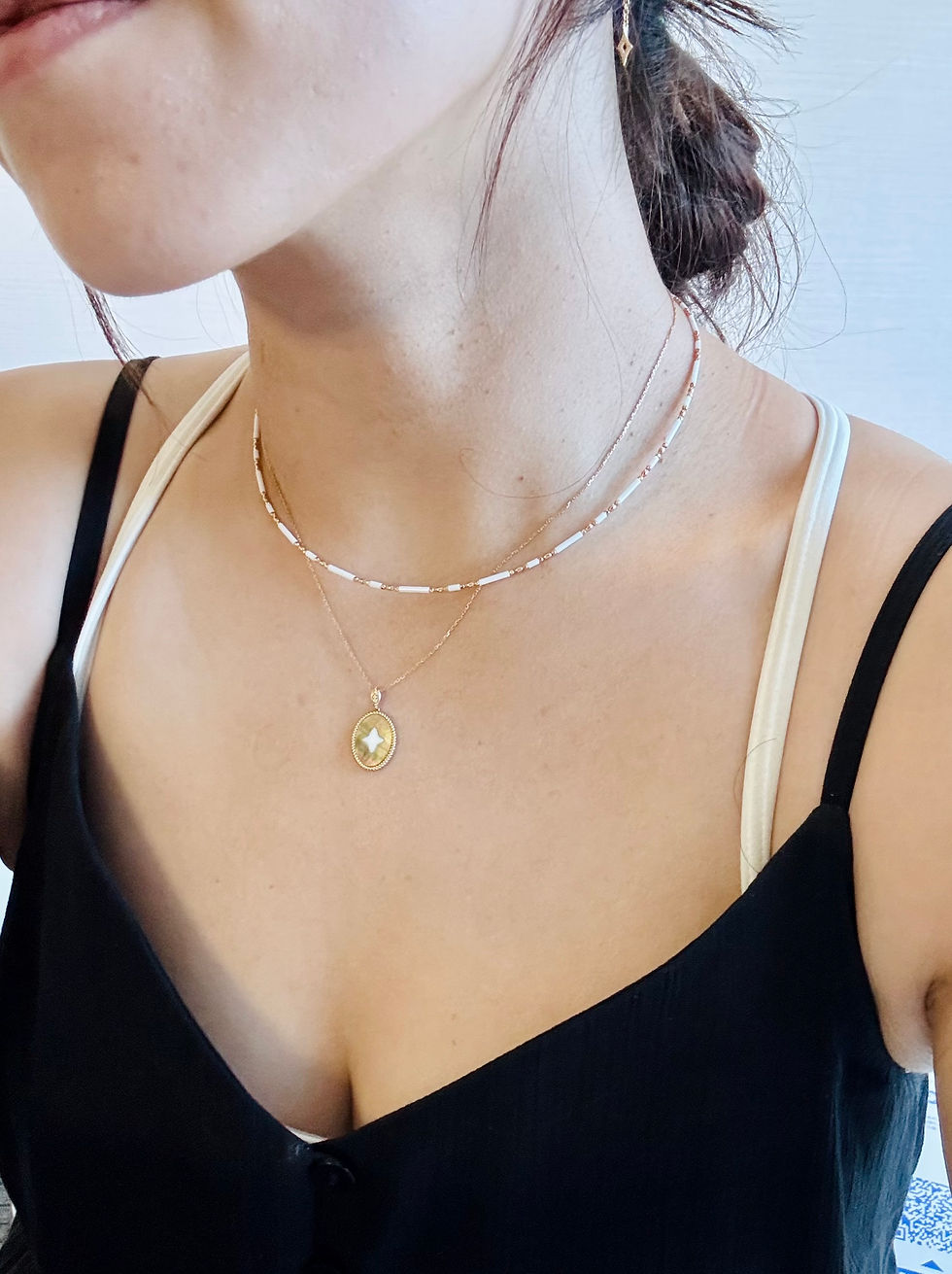 縮圖：日本製 18K 陶瓷金珠項鍊（三色）