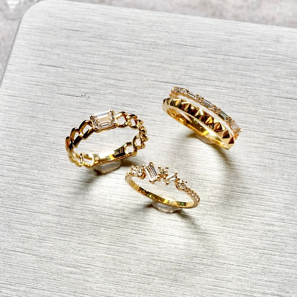縮圖：18K GIA 50分 方鑽枷鎖戒指