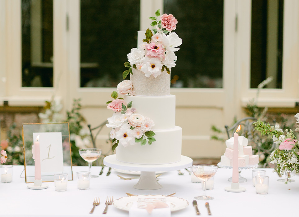 Elegant 4 tier with sugar flowers The Casterton Grange