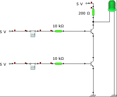 Circuit connection when both the inputs are HIGH.