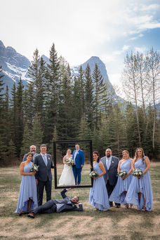 wedding couple and their entire entourage