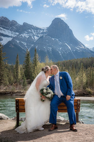 bride and groom kissing
