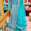 Thumbnail: Beautiful embroidered teal net gown