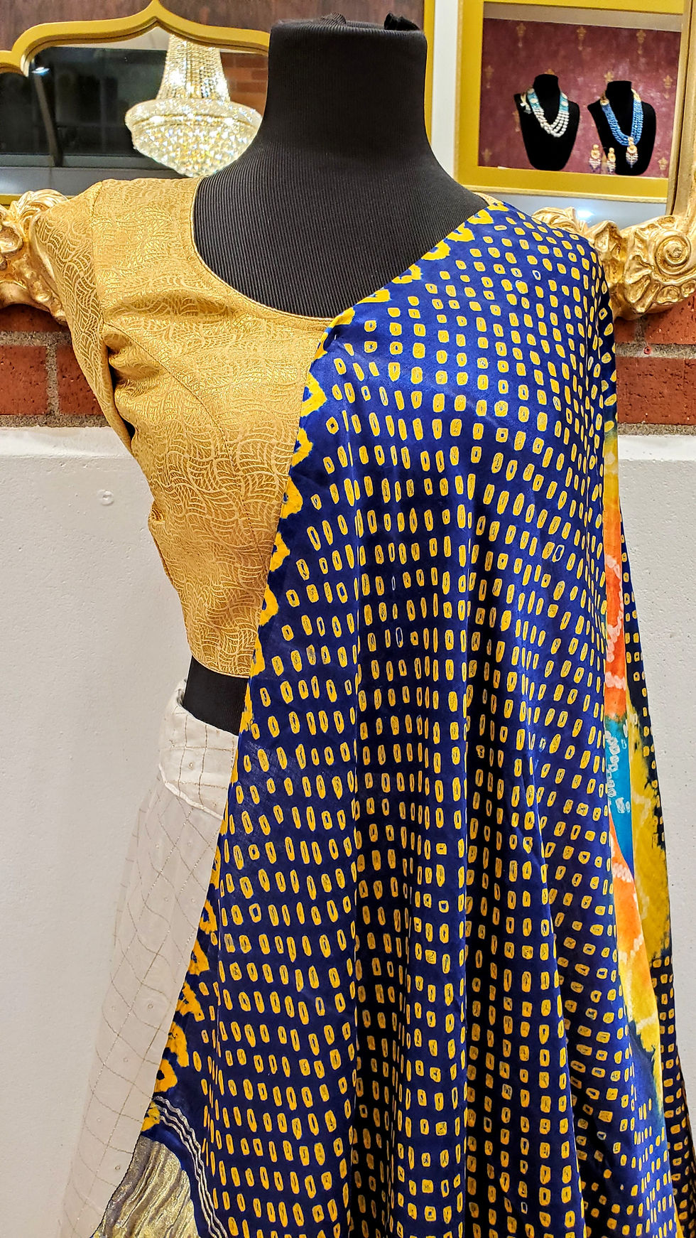 Thumbnail: Blue gajji silk dupatta with vibrant pattern