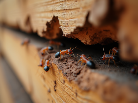 A group of vibrant beetles gathers on a mud structure in a lush green setting